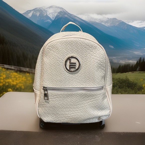 NWT London Fog Backpack Beige zipper front pocket, Inside zipper & Slip pockets - Picture 1 of 16